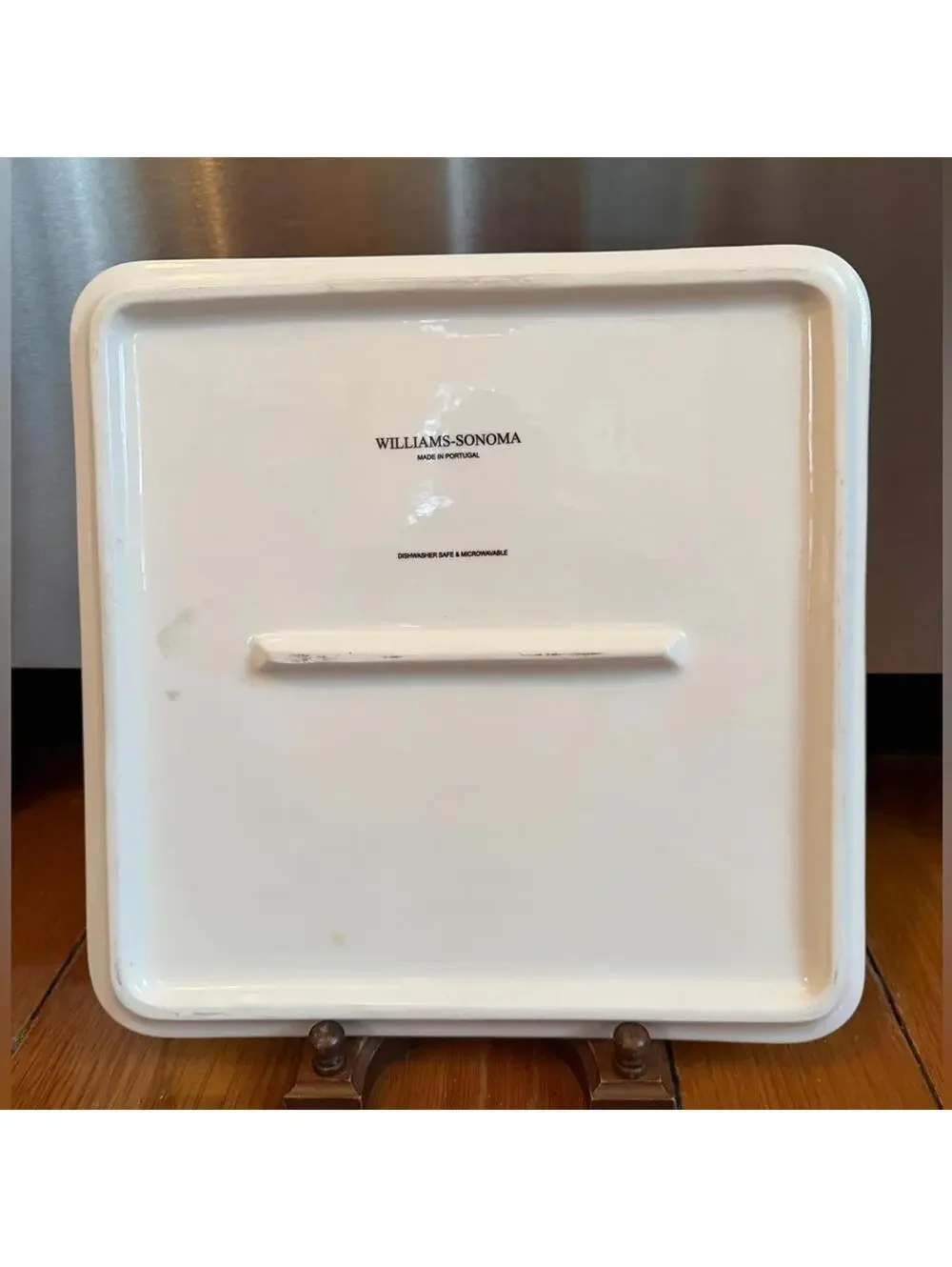 Vintage Williams Sonoma Square cheese platter with a wine label design